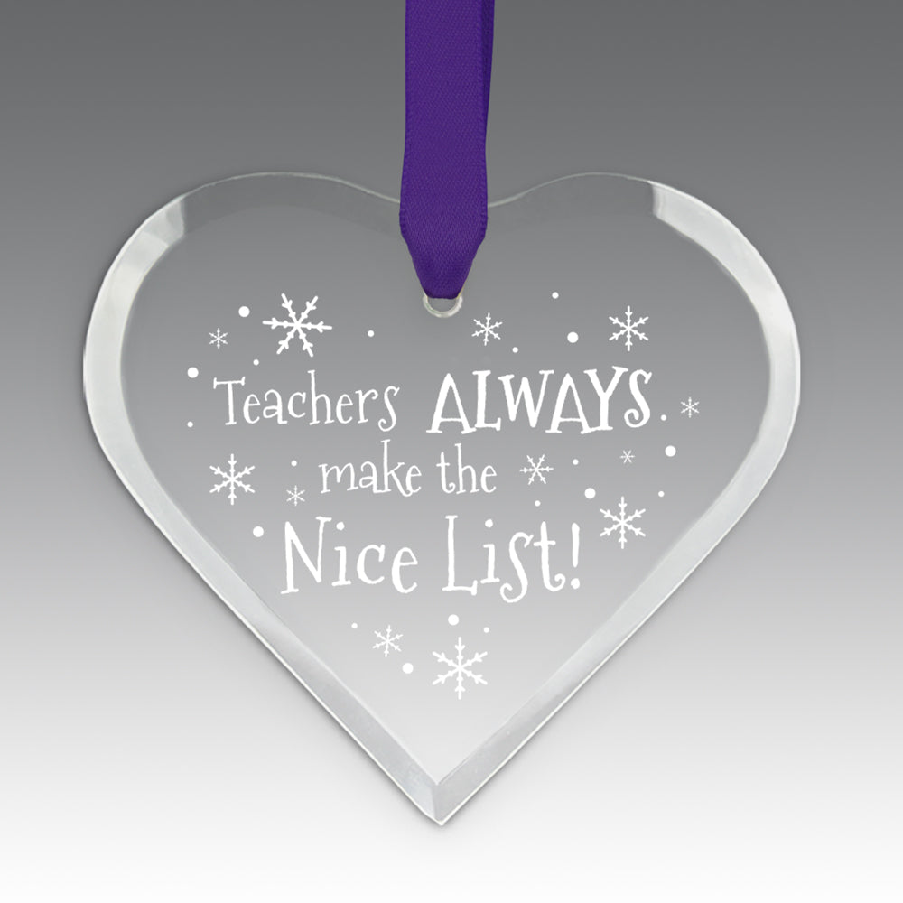 Teacher's Always Make The Nice List Crystal Suncathcer Ornament
