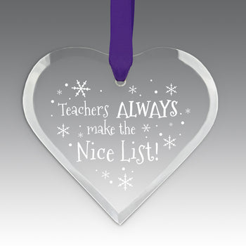 Teacher's Always Make The Nice List Crystal Suncathcer Ornament