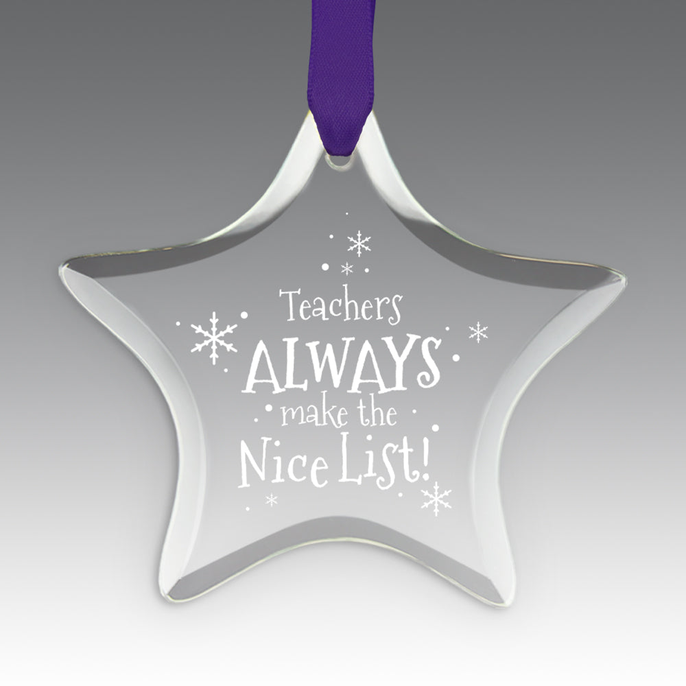 Teacher's Always Make The Nice List Crystal Suncathcer Ornament