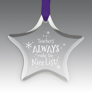 Teacher's Always Make The Nice List Crystal Suncathcer Ornament