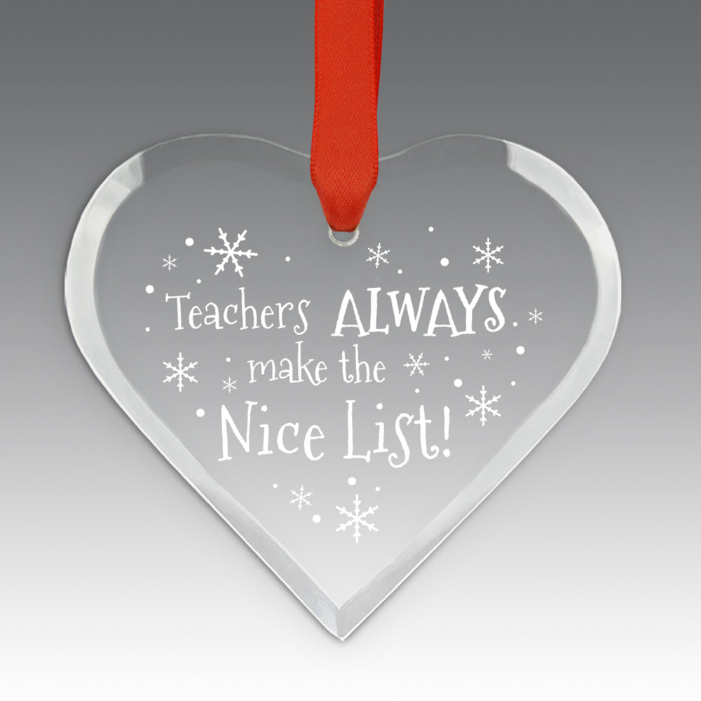 Teacher's Always Make The Nice List Crystal Suncathcer Ornament