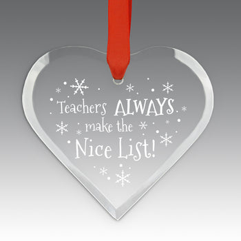 Teacher's Always Make The Nice List Crystal Suncathcer Ornament