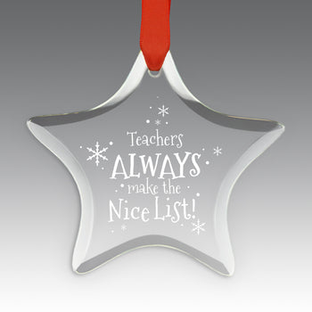 Teacher's Always Make The Nice List Crystal Suncathcer Ornament