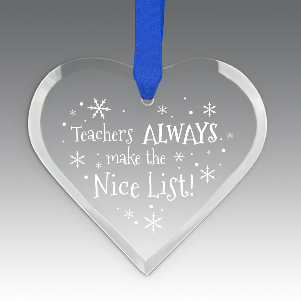 Teacher's Always Make The Nice List Crystal Suncathcer Ornament