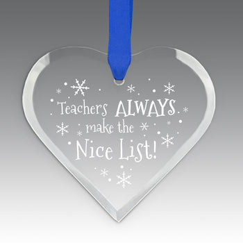 Teacher's Always Make The Nice List Crystal Suncathcer Ornament