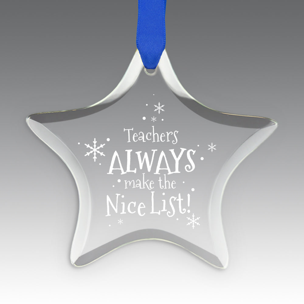 Teacher's Always Make The Nice List Crystal Suncathcer Ornament