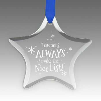 Teacher's Always Make The Nice List Crystal Suncathcer Ornament