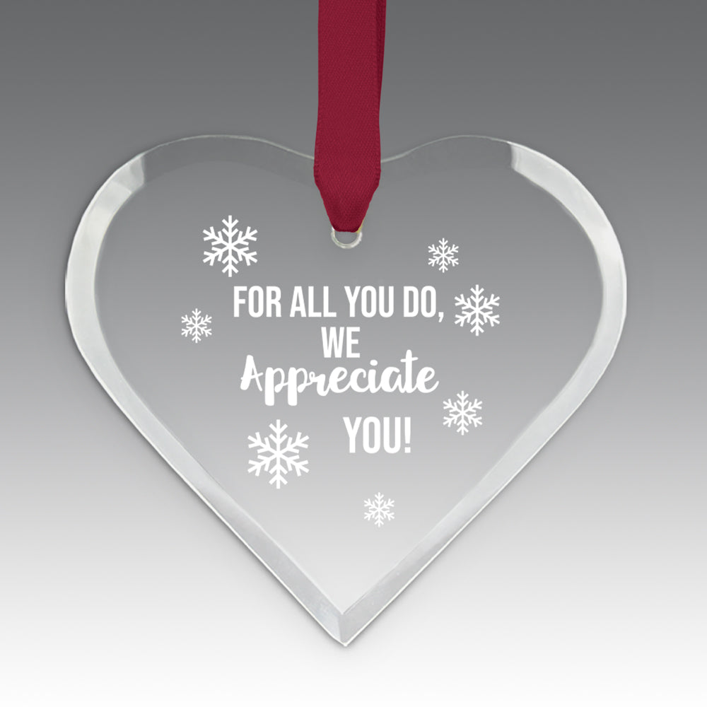 We Appreciate You Crystal Suncatcher Ornament