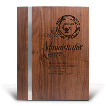 Walnut Plaque With Metal Strip
