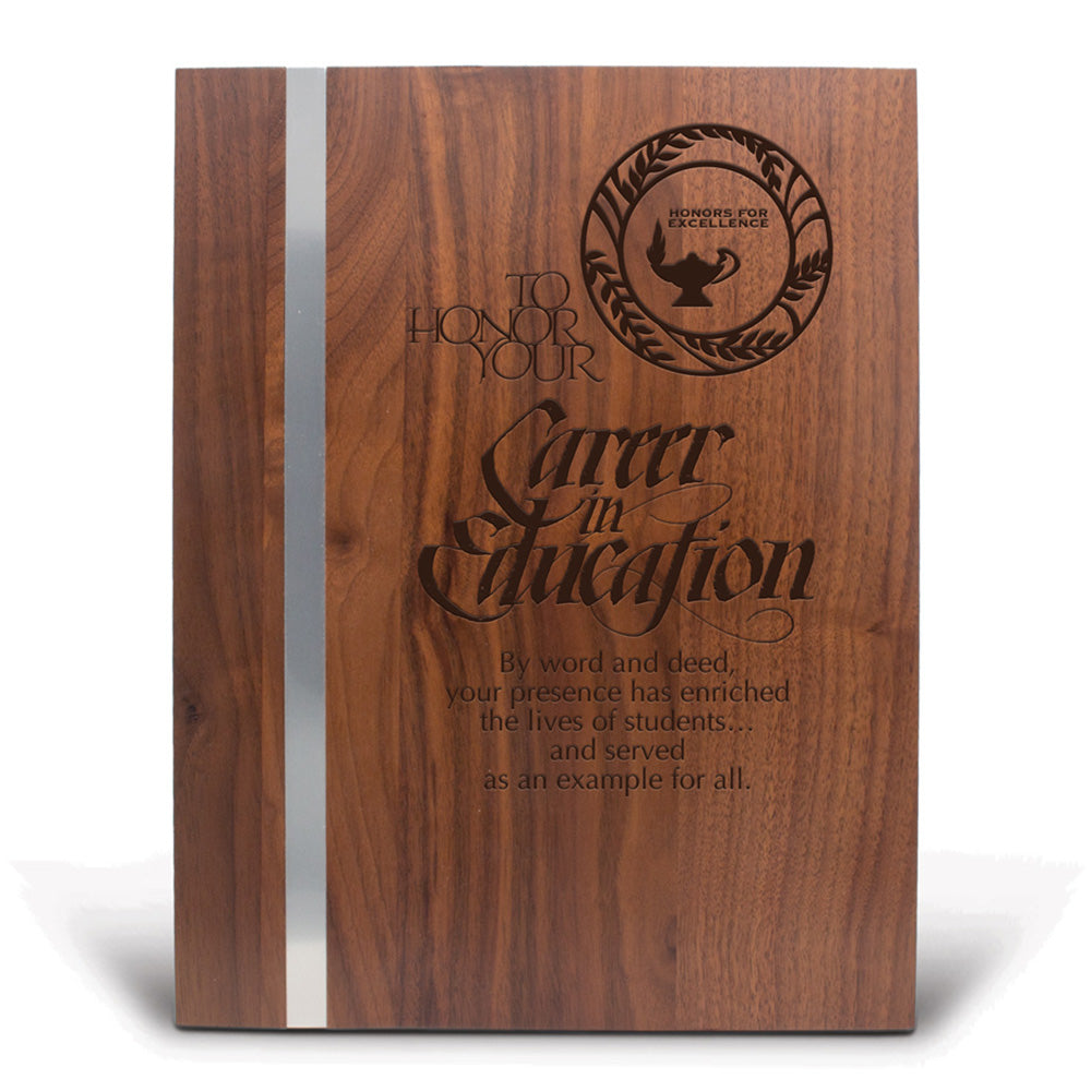Walnut Plaque With Metal Strip