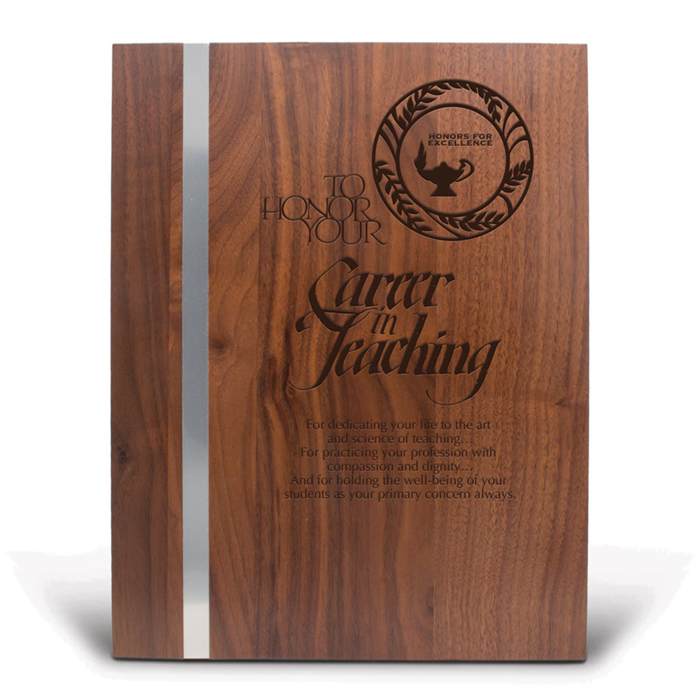 Walnut Plaque With Metal Strip