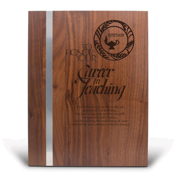 Walnut Plaque With Metal Strip