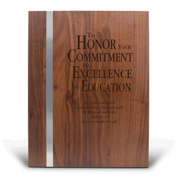 Walnut Plaque With Metal Strip