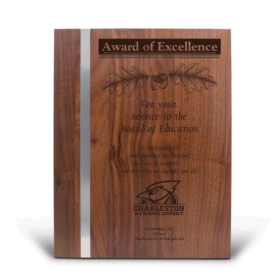 Walnut Plaque With Metal Strip