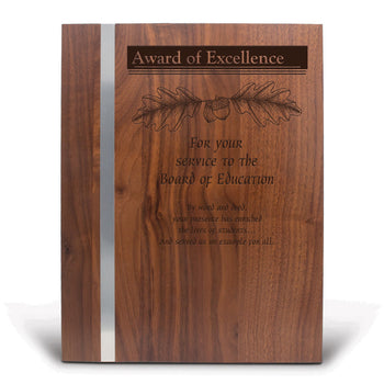 Walnut Plaque With Metal Strip