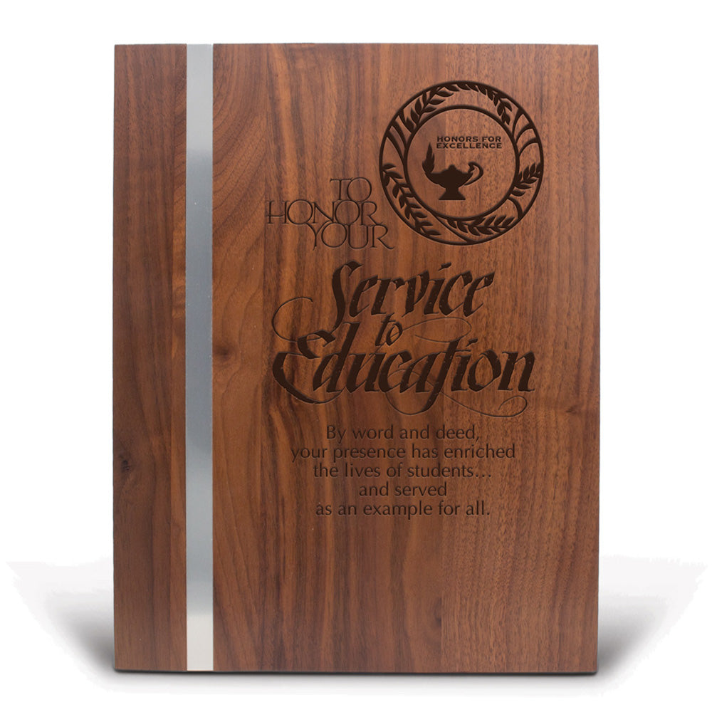 Walnut Plaque With Metal Strip