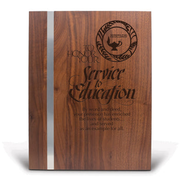 Walnut Plaque With Metal Strip