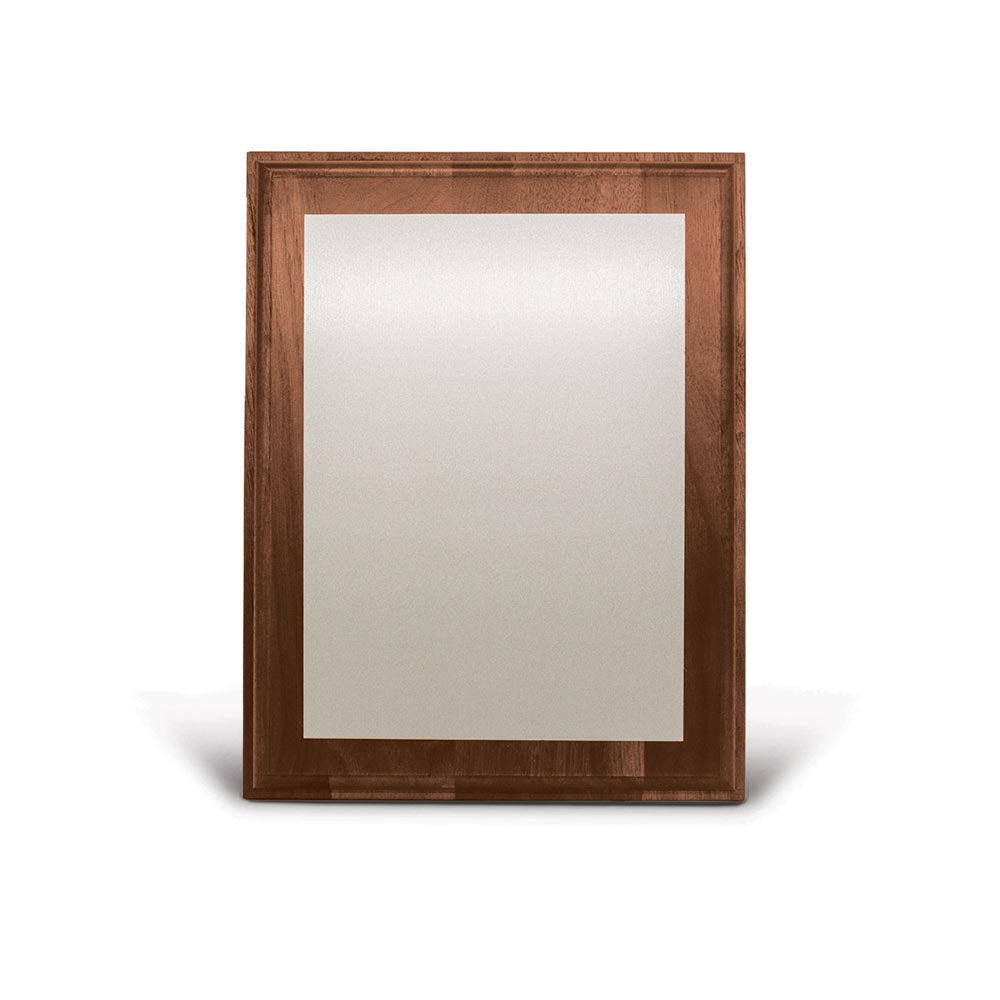 7x9 Walnut Plaque W/ Brushed Silver Plate