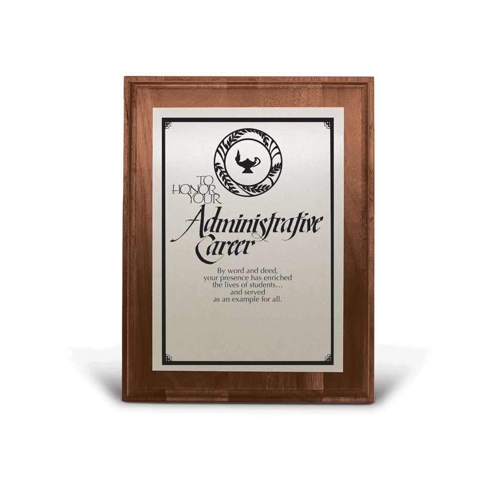 7x9 Walnut Plaque W/ Brushed Silver Plate