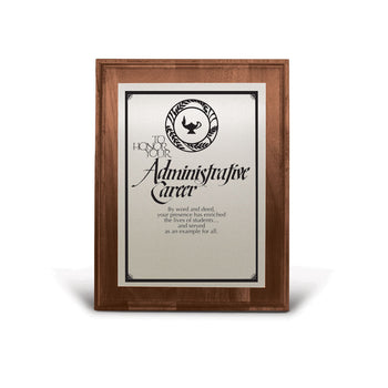 7x9 Walnut Plaque W/ Brushed Silver Plate
