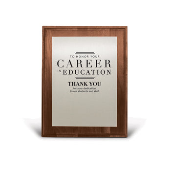 7x9 Walnut Plaque W/ Brushed Silver Plate