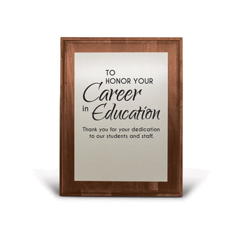 7x9 Walnut Plaque W/ Brushed Silver Plate