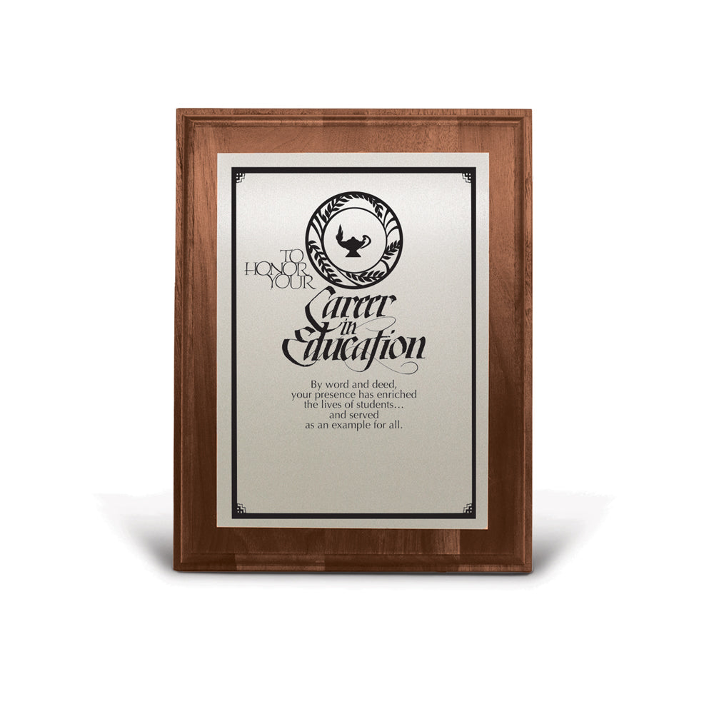 7x9 Walnut Plaque W/ Brushed Silver Plate