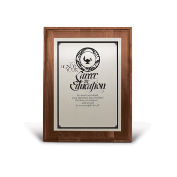 7x9 Walnut Plaque W/ Brushed Silver Plate