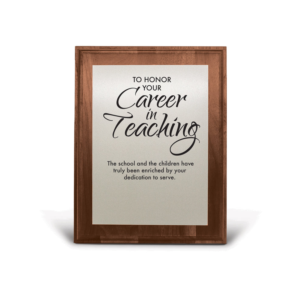 7x9 Walnut Plaque W/ Brushed Silver Plate