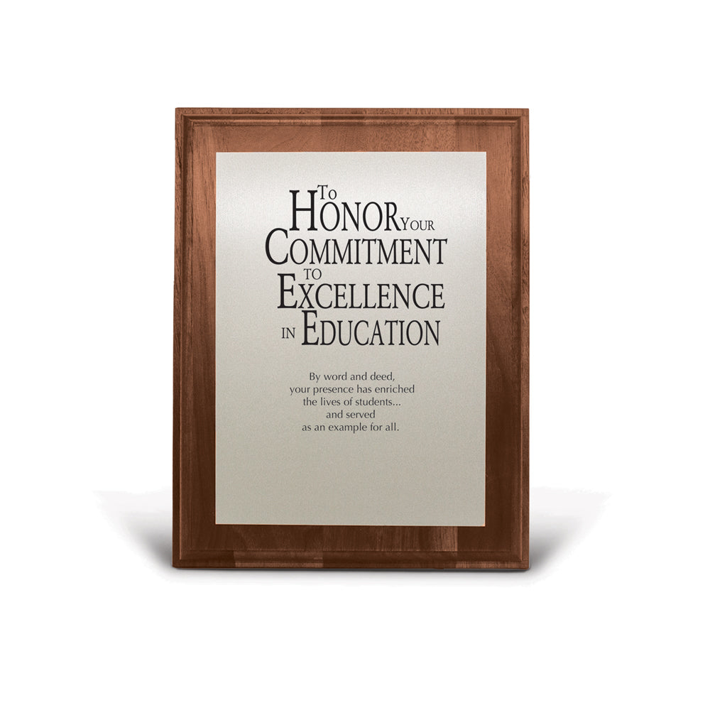 7x9 Walnut Plaque W/ Brushed Silver Plate