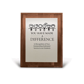 7x9 Walnut Plaque W/ Brushed Silver Plate