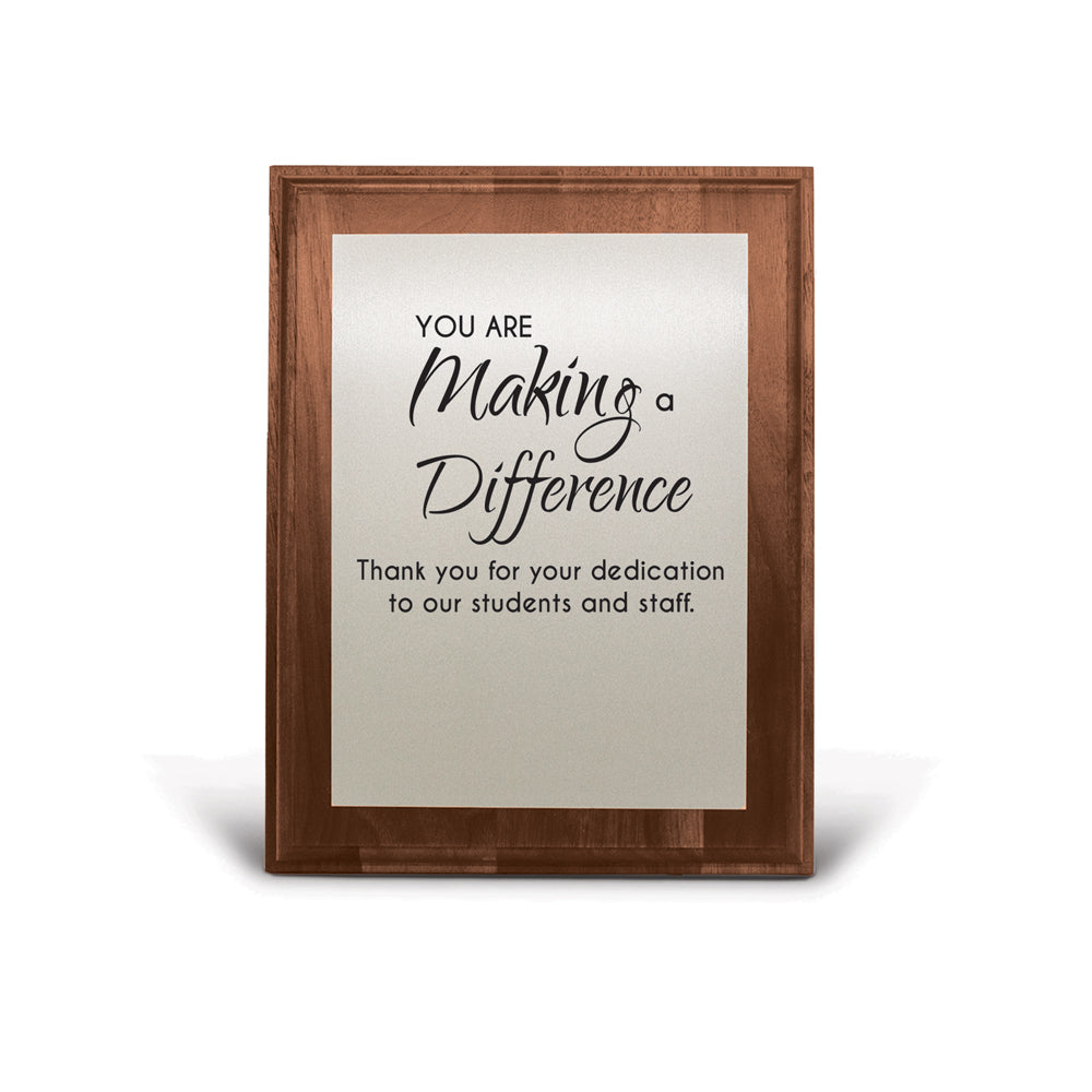 7x9 Walnut Plaque W/ Brushed Silver Plate