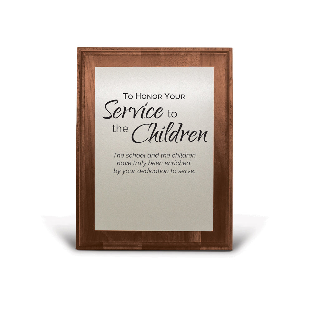 7x9 Walnut Plaque W/ Brushed Silver Plate