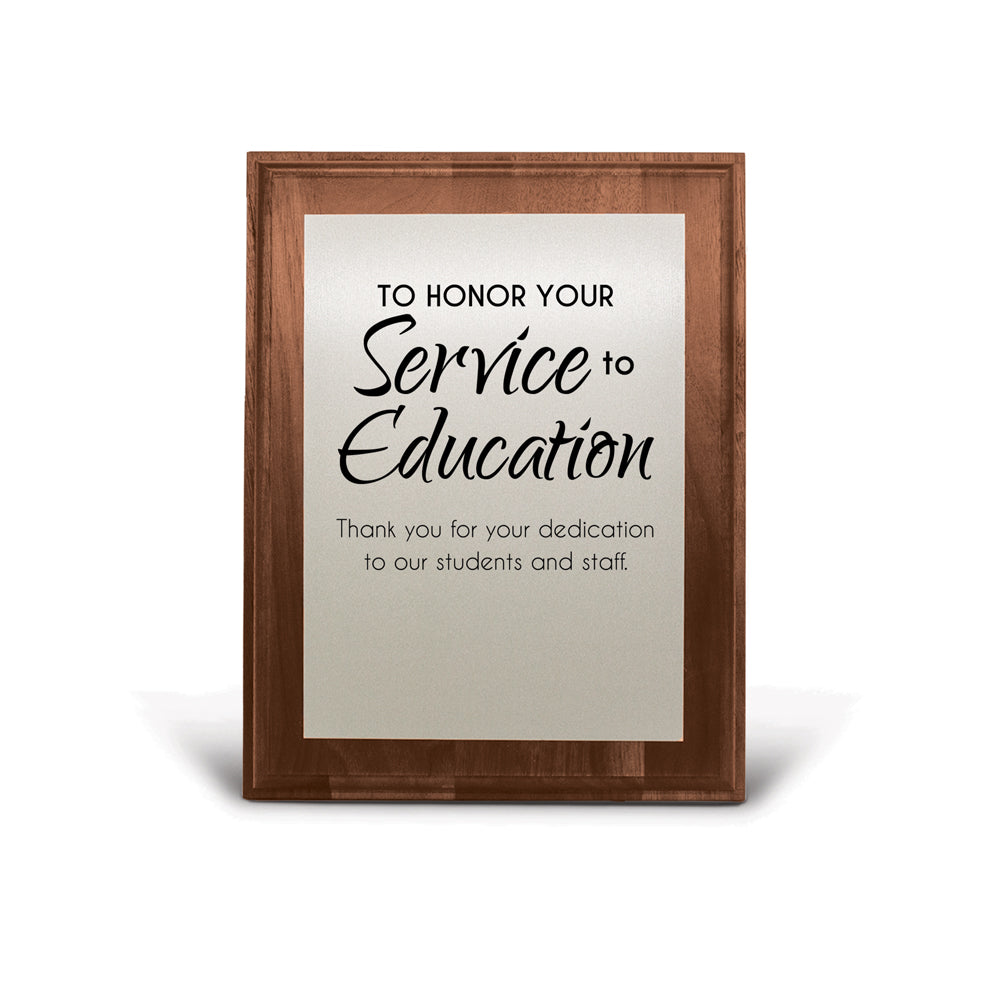 7x9 Walnut Plaque W/ Brushed Silver Plate