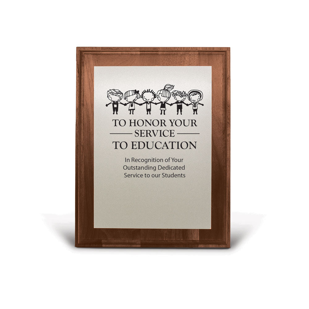 7x9 Walnut Plaque W/ Brushed Silver Plate