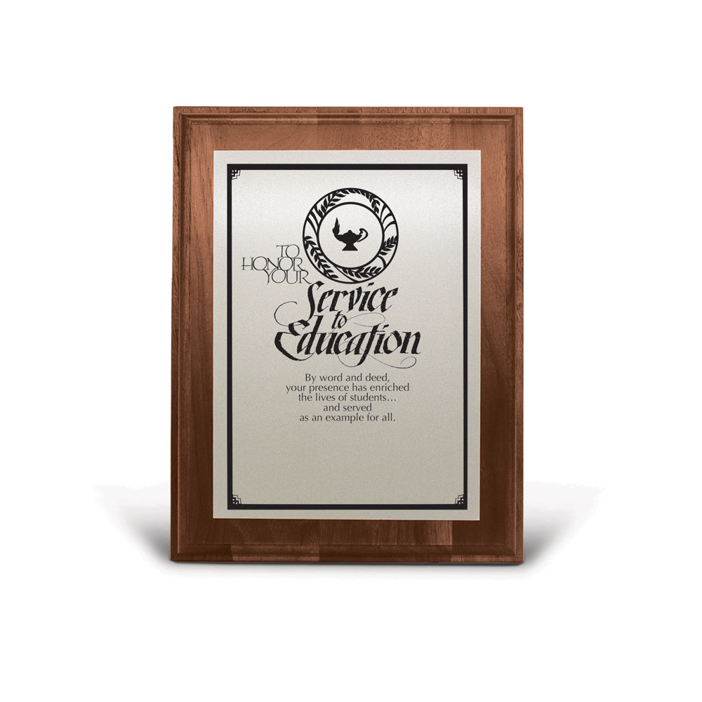7x9 Walnut Plaque W/ Brushed Silver Plate
