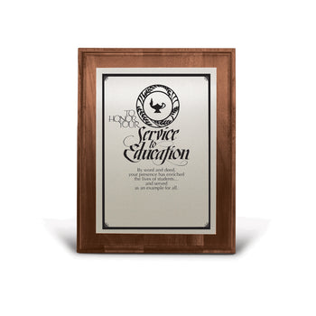 7x9 Walnut Plaque W/ Brushed Silver Plate