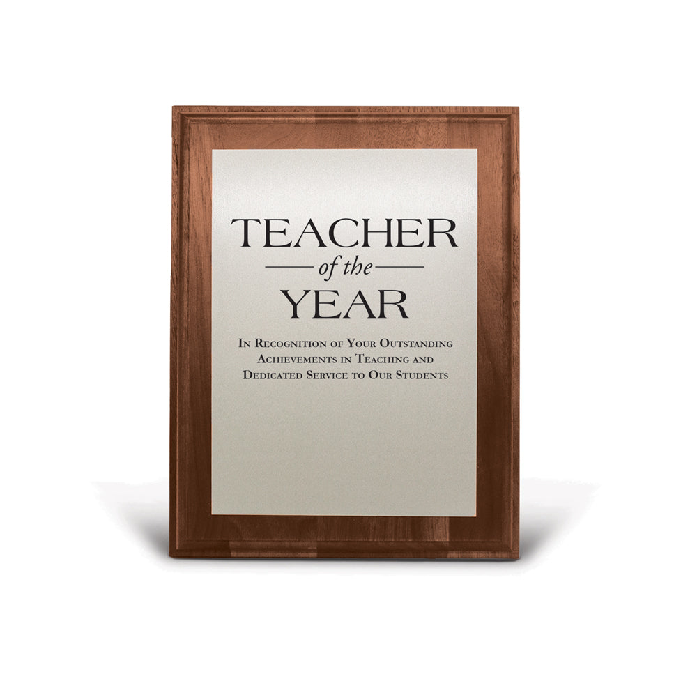7x9 Walnut Plaque W/ Brushed Silver Plate
