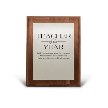 7x9 Walnut Plaque W/ Brushed Silver Plate