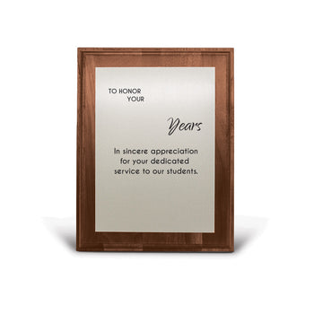 7x9 Walnut Plaque W/ Brushed Silver Plate