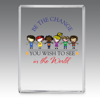 Be The Change Optic Crystal Paperweight