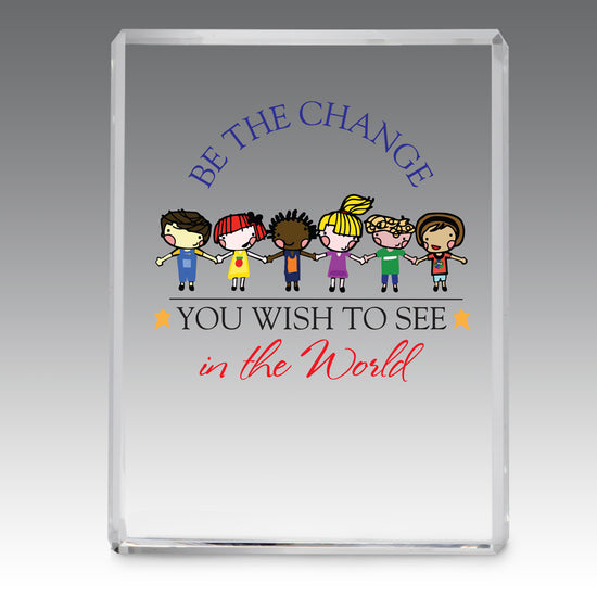 Be The Change Optic Crystal Paperweight