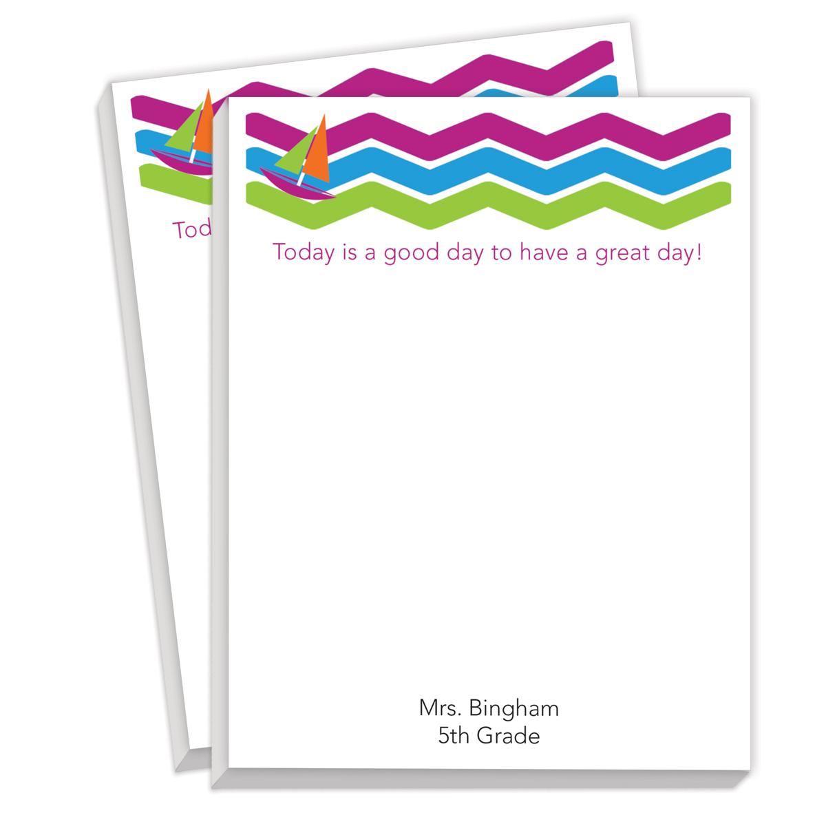 personalized notepads with today is a good day message
