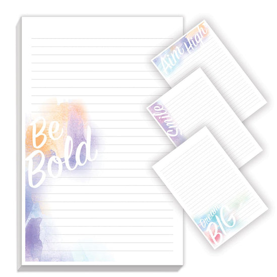 watercolor notepads with four different messages