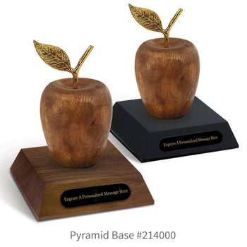 black and brown walnut pyramid bases with acacia wood apples