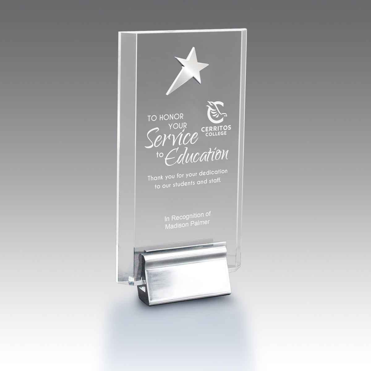 Acrylic Tower Award w/ Metal Star