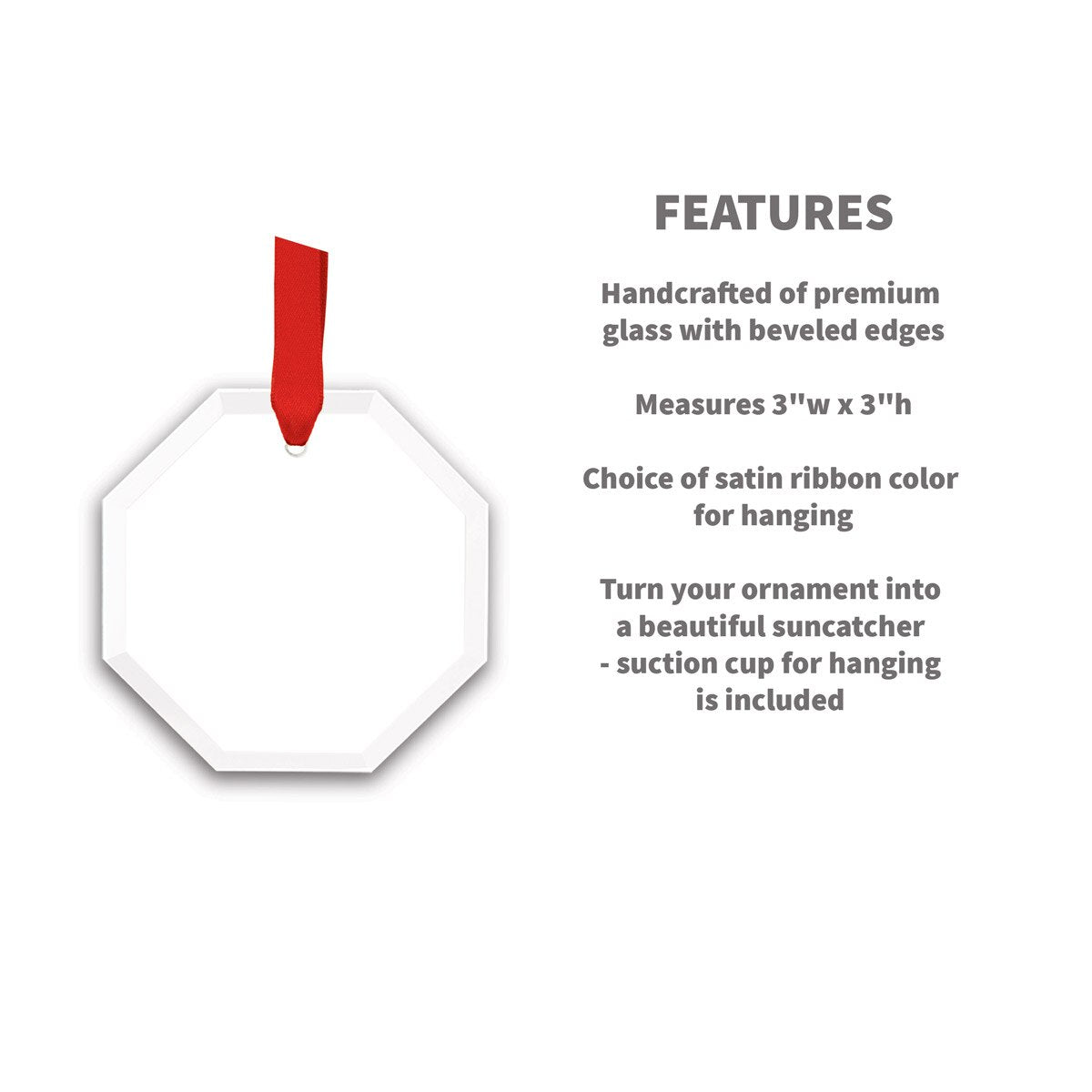 octagon crystal ornament with product detail features