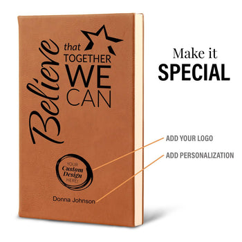 believe that together we can textured hardbound journal with add your logo and personalization