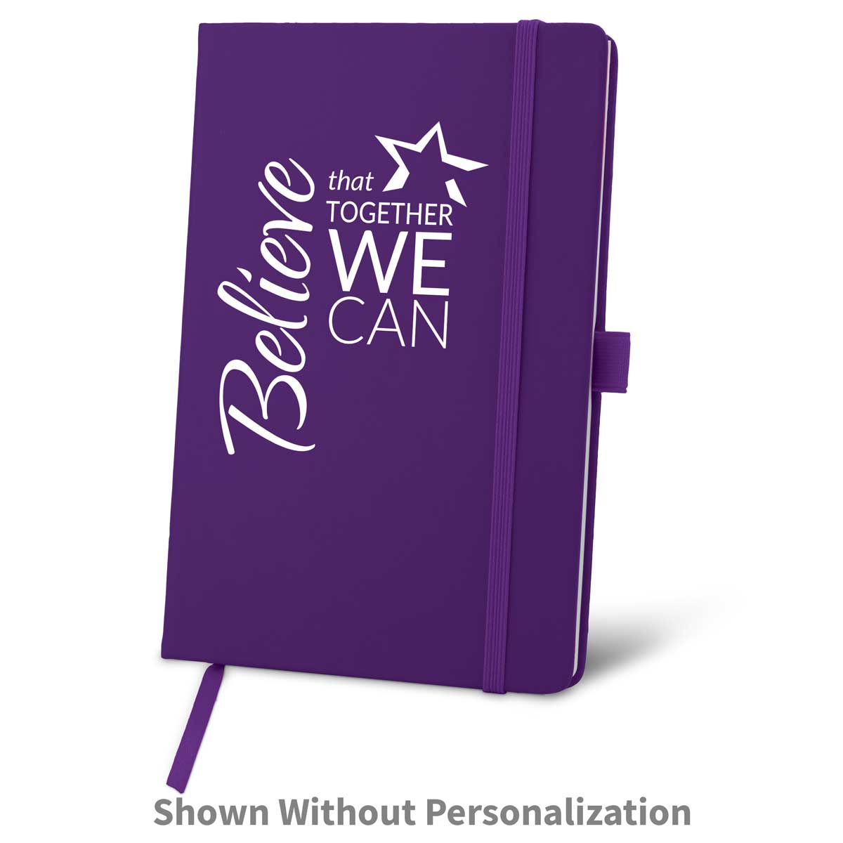 purple journal with believe message