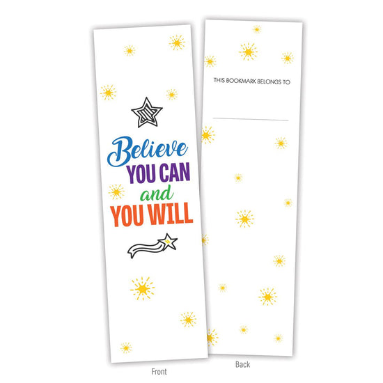 front and back of a believe you can bookmark